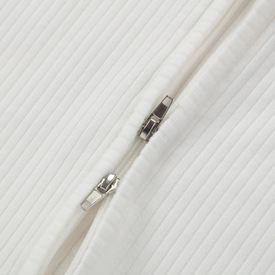 Baby Organic Cotton Zipper Footie | White