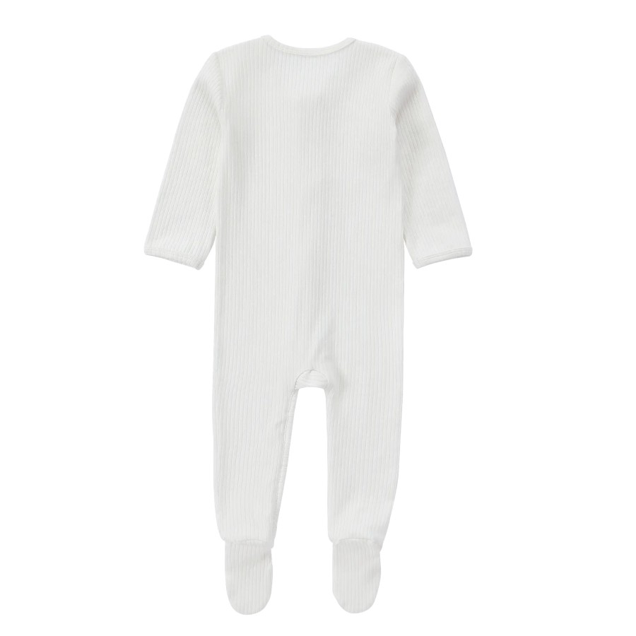 Baby Organic Cotton Zipper Footie | White