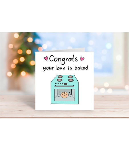 Bun Is Baked Baby Card