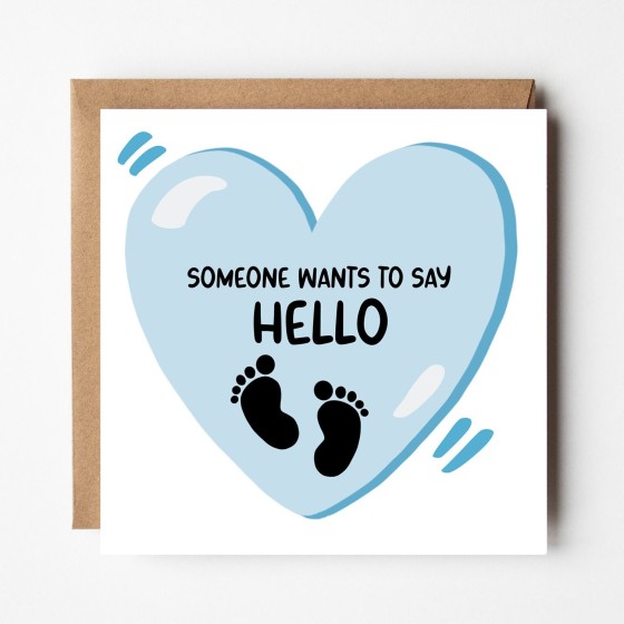 Blue Heart Baby Card