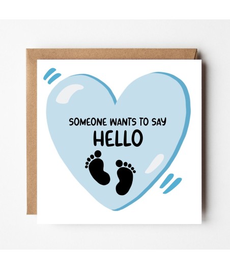 Blue Heart Baby Card