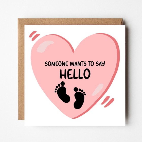 Pink Heart Baby Card