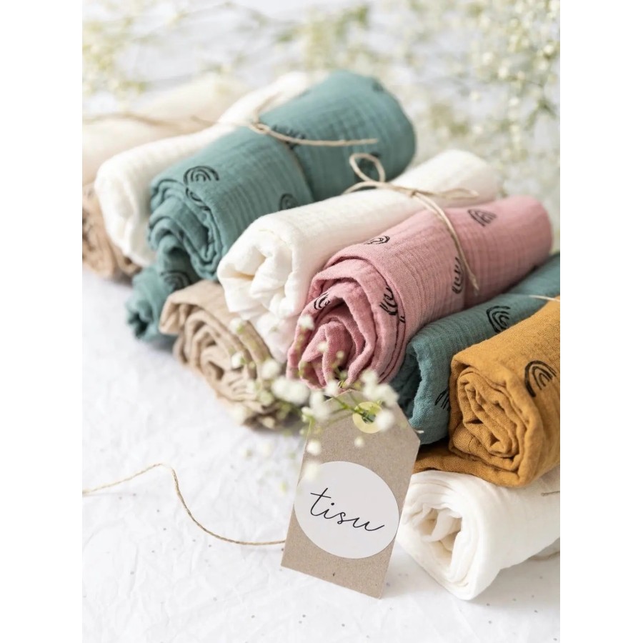 TISU Muslin Set | Dusty Pink Rainbow + White Pearl
