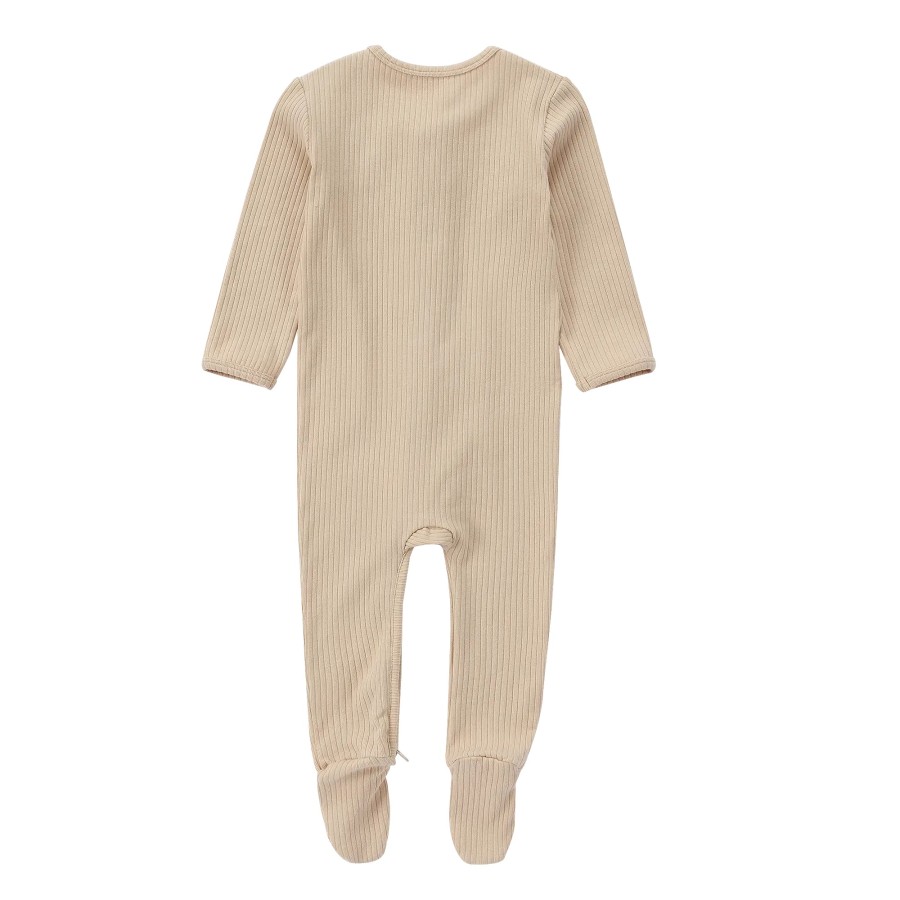 Baby Organic Cotton Zipper Footie | Beige