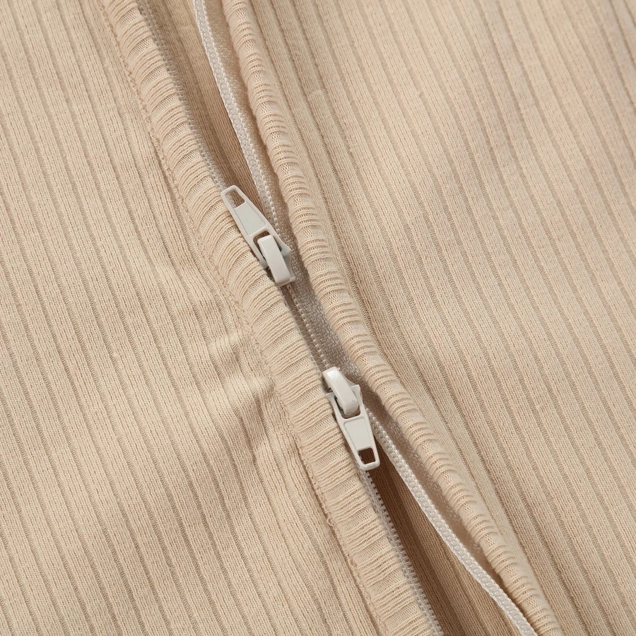 Baby Organic Cotton Zipper Footie | Beige