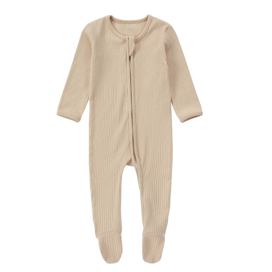 Baby Organic Cotton Zipper Footie | Beige