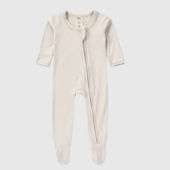 Baby Bamboo Zipper Footie | Ivory