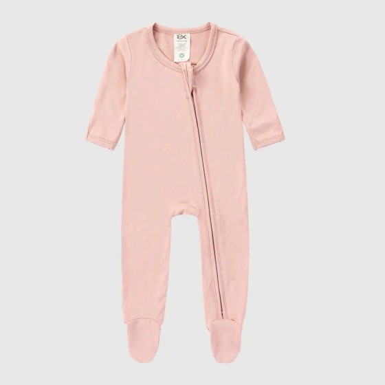 Baby Bamboo  Zipper Footie | Pink Clay