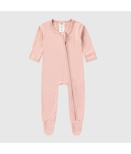 Baby Bamboo  Zipper Footie | Pink Clay