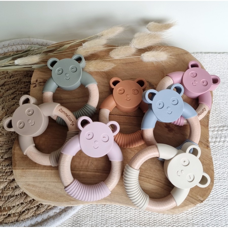 Silicone teether Panda bear | Powder Pink