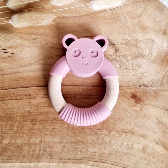 Silicone teether Panda bear | Powder Pink