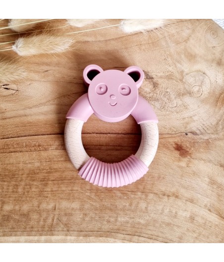 Silicone teether Panda bear | Powder Pink