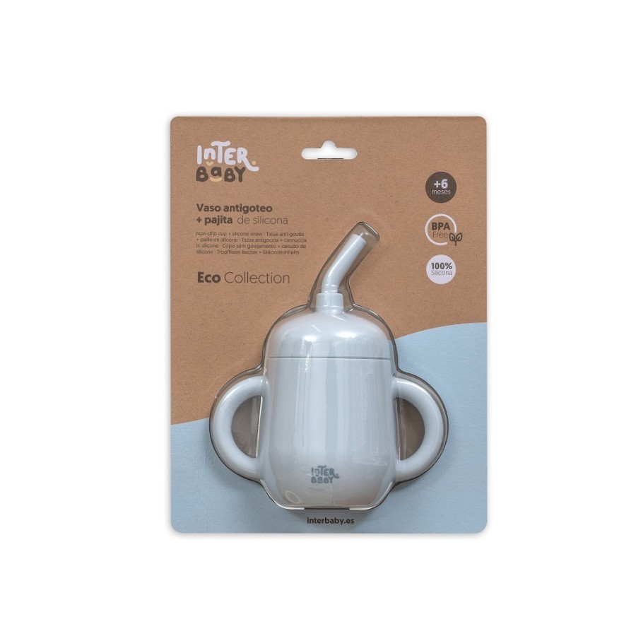Silicone Straw Cup | Blue Grey