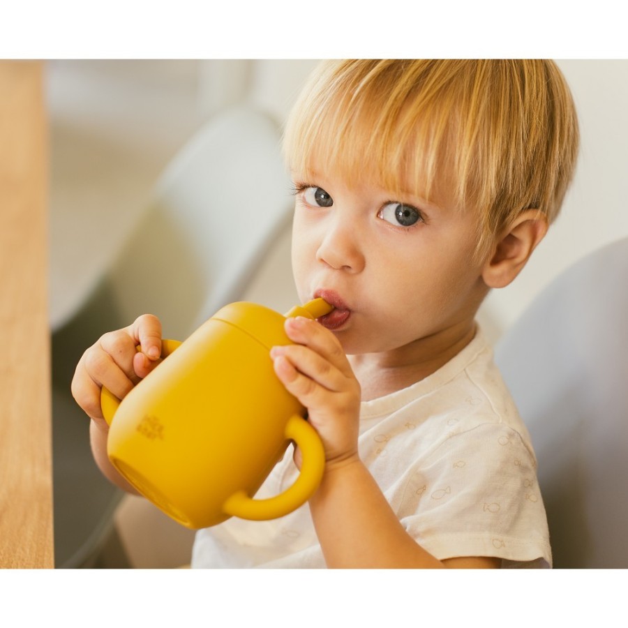 Silicone Straw Cup | Blue Grey