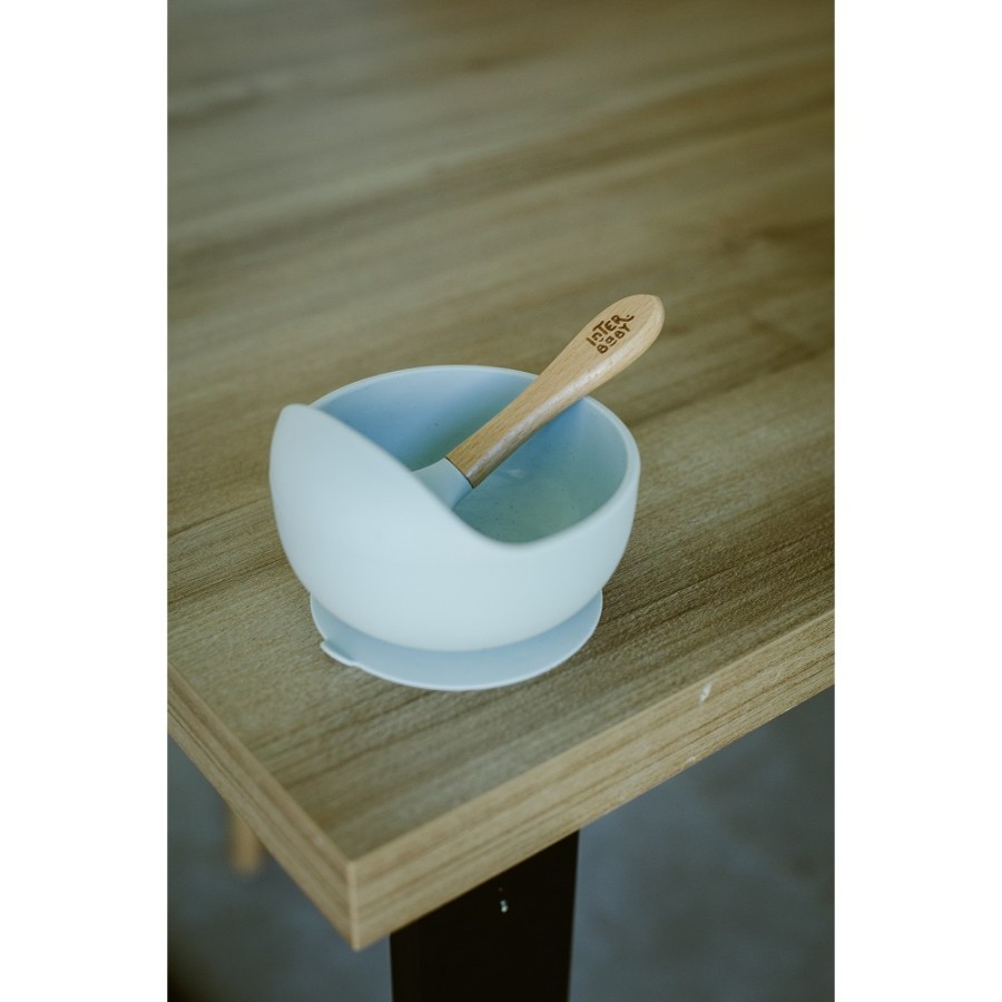 Baby Bowl and Silicone Spoon Set | Greyish Blue