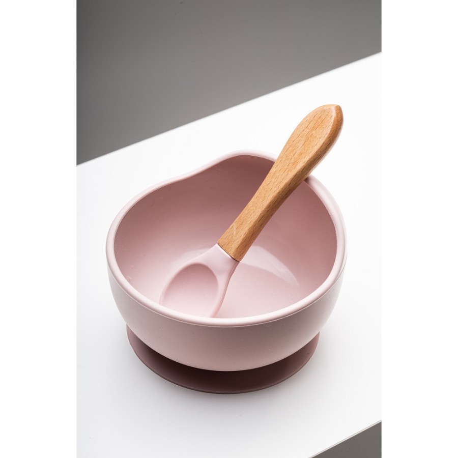 Baby Bowl and Silicone Spoon Set | Pink