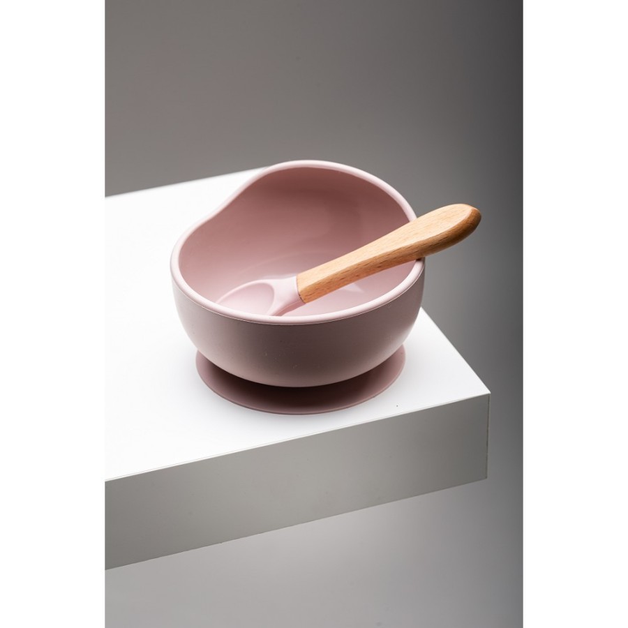 Baby Bowl and Silicone Spoon Set | Pink