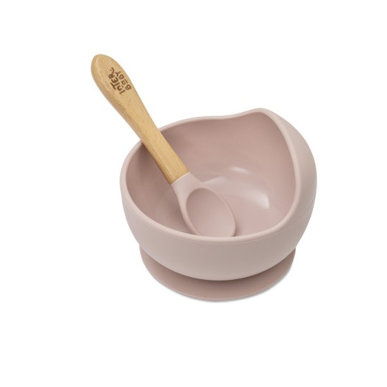Baby Bowl and Silicone Spoon Set | Pink