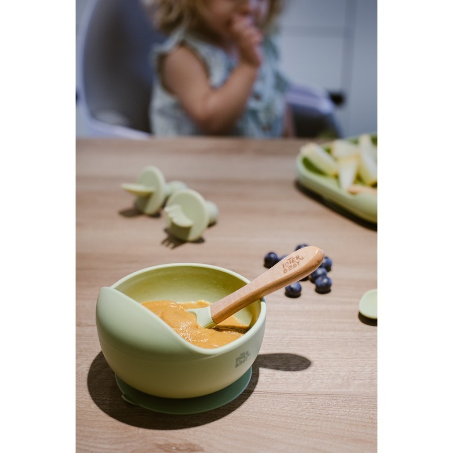 Baby Bowl and Silicone Spoon Set | Olive Green