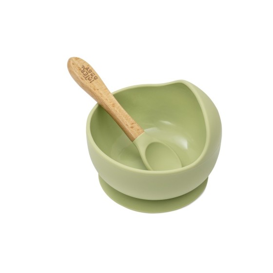 Baby Bowl and Silicone Spoon Set | Olive Green