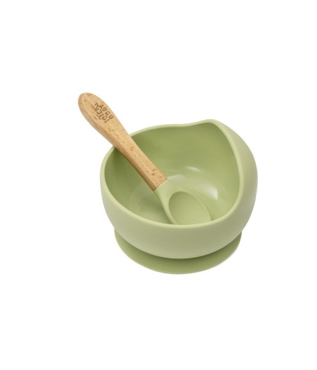 Baby Bowl and Silicone Spoon Set | Olive Green
