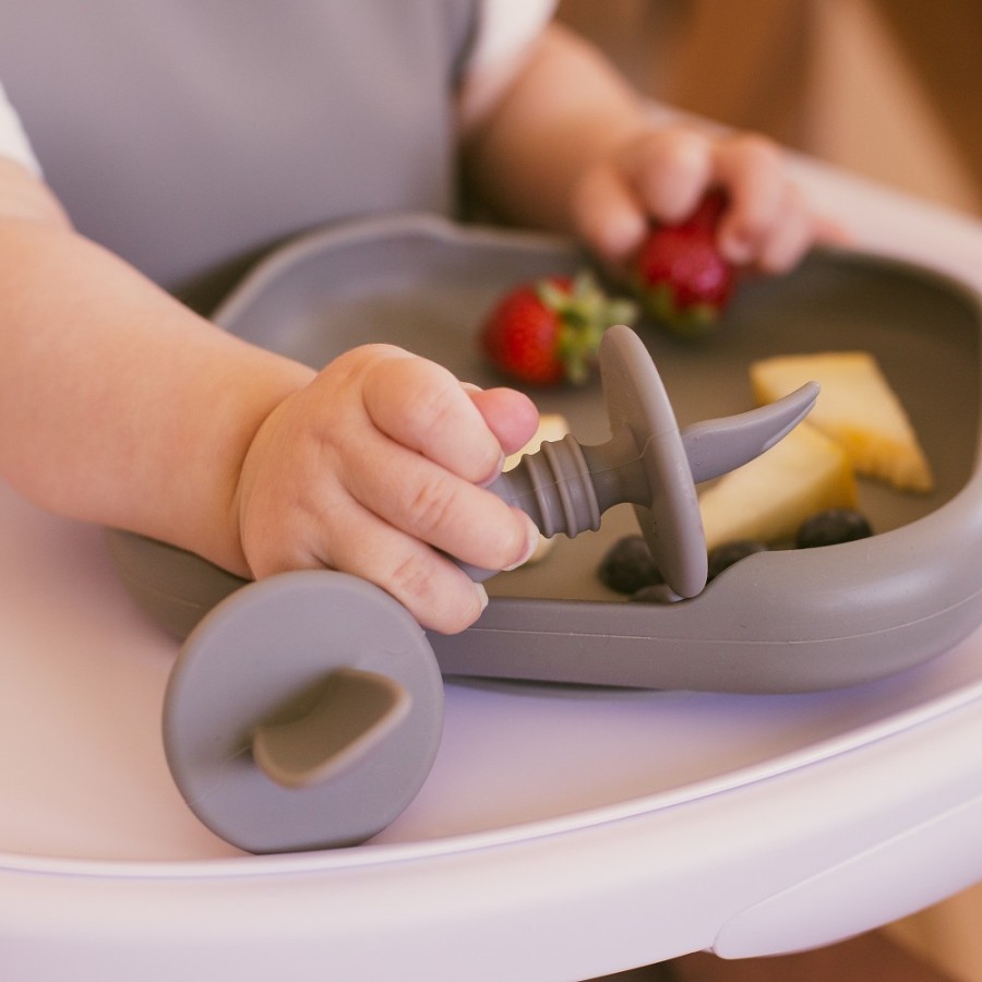 Silicone Learning Cutlery Set | Blue Grey