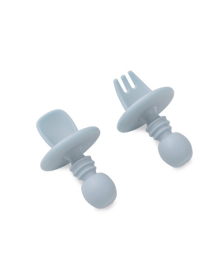Silicone Learning Cutlery Set | Blue Grey