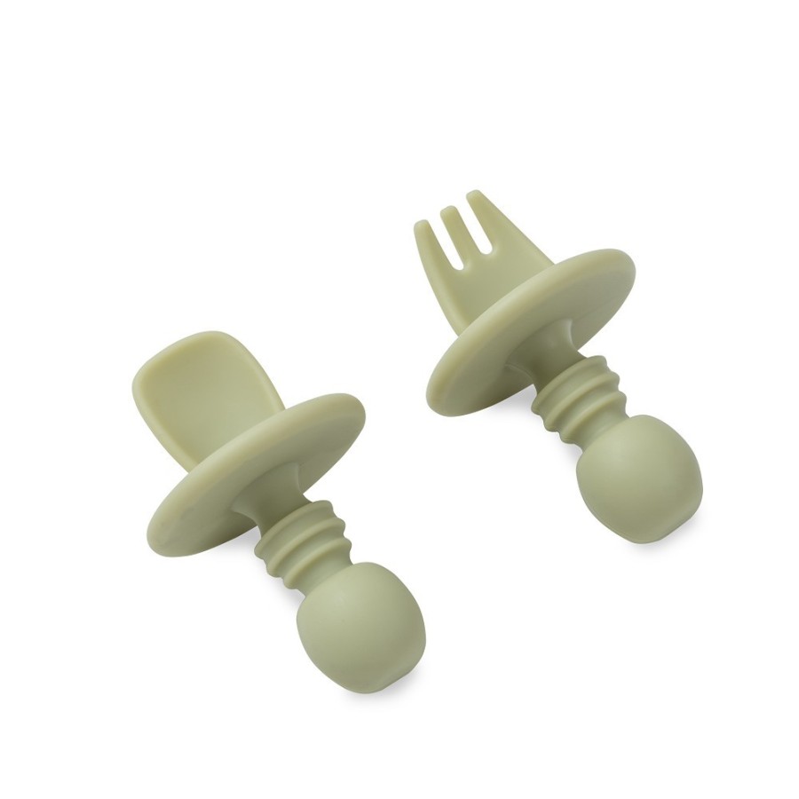 Silicone Learning Cutlery Set | Olive Green