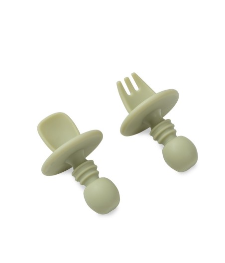 Silicone Learning Cutlery Set | Olive Green