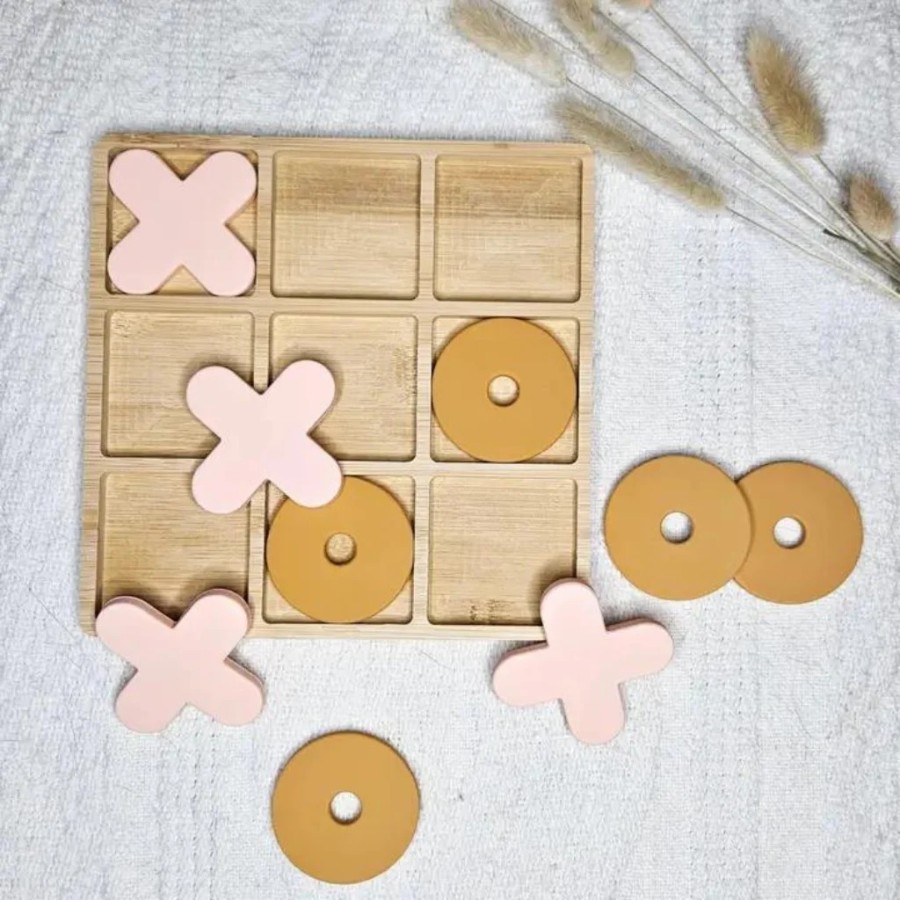 Silicone Puzzle Tic Tac Toe  | Camel/Pink