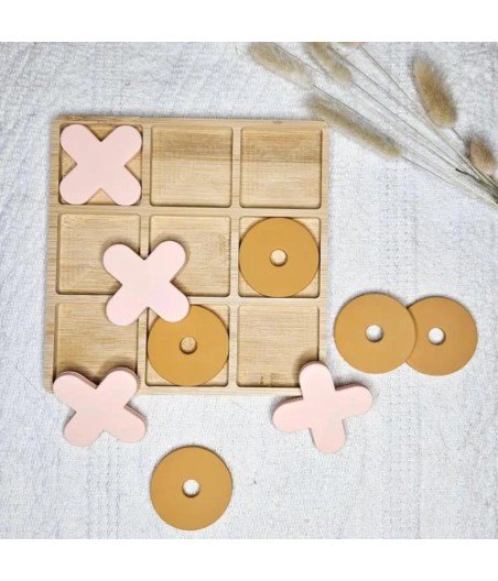 Silicone Puzzle Tic Tac Toe  | Camel/Pink