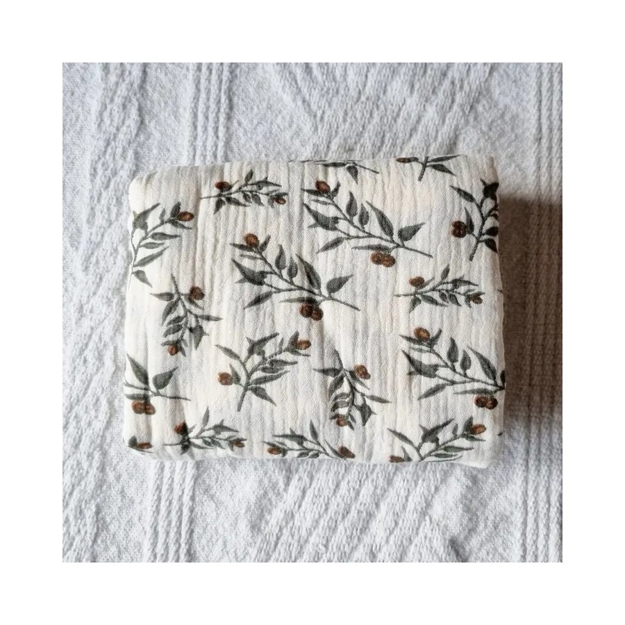 Soft Muslin Swaddle  | Beige with Floral Print