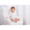 Organic Ruffle LS Neckline Bodysuit | White