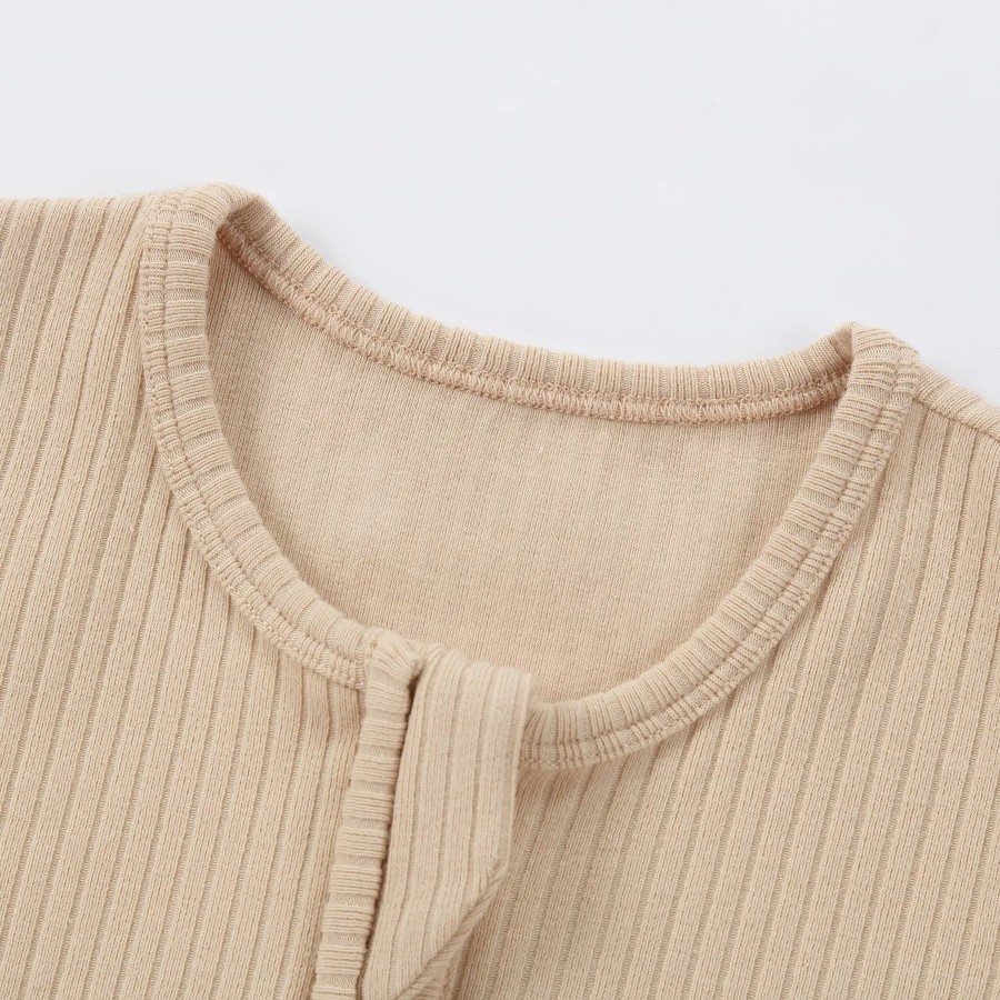 Baby Organic Cotton Zipper Footie | Beige