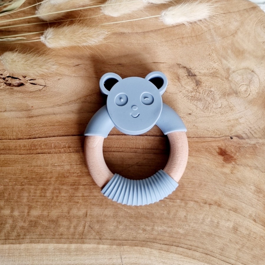 Silicone teether Panda bear | Grey Blue