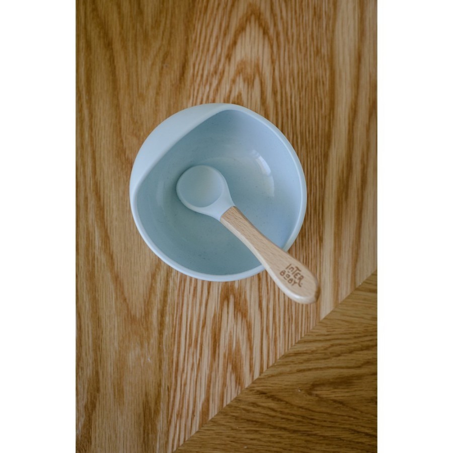 Baby Bowl and Silicone Spoon Set | Greyish Blue