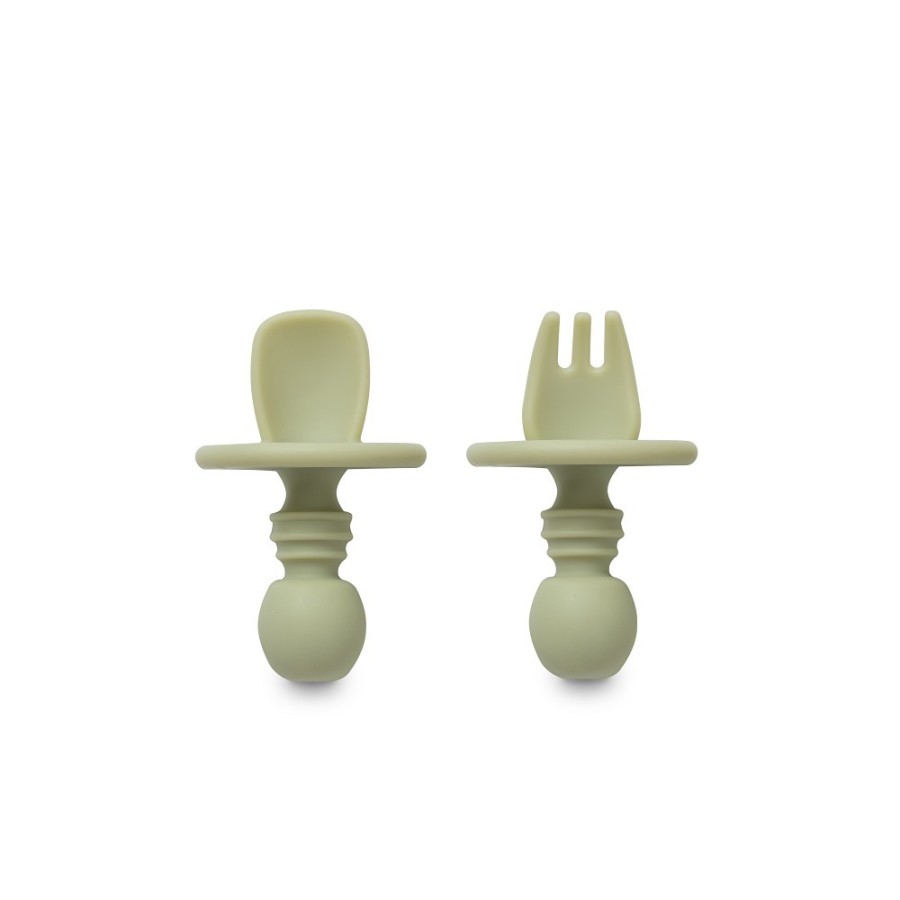 Silicone Learning Cutlery Set | Olive Green