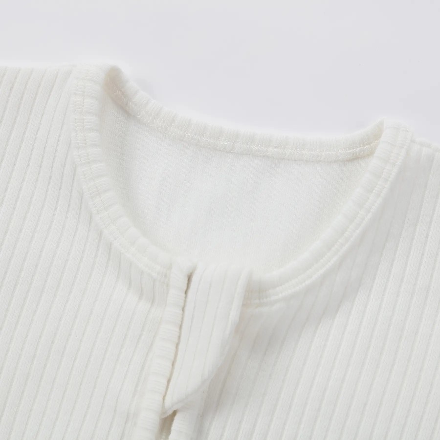 Baby Organic Cotton Zipper Footie | White