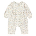 Organic Floral Lace Trim Snap Romper | Cream Floral