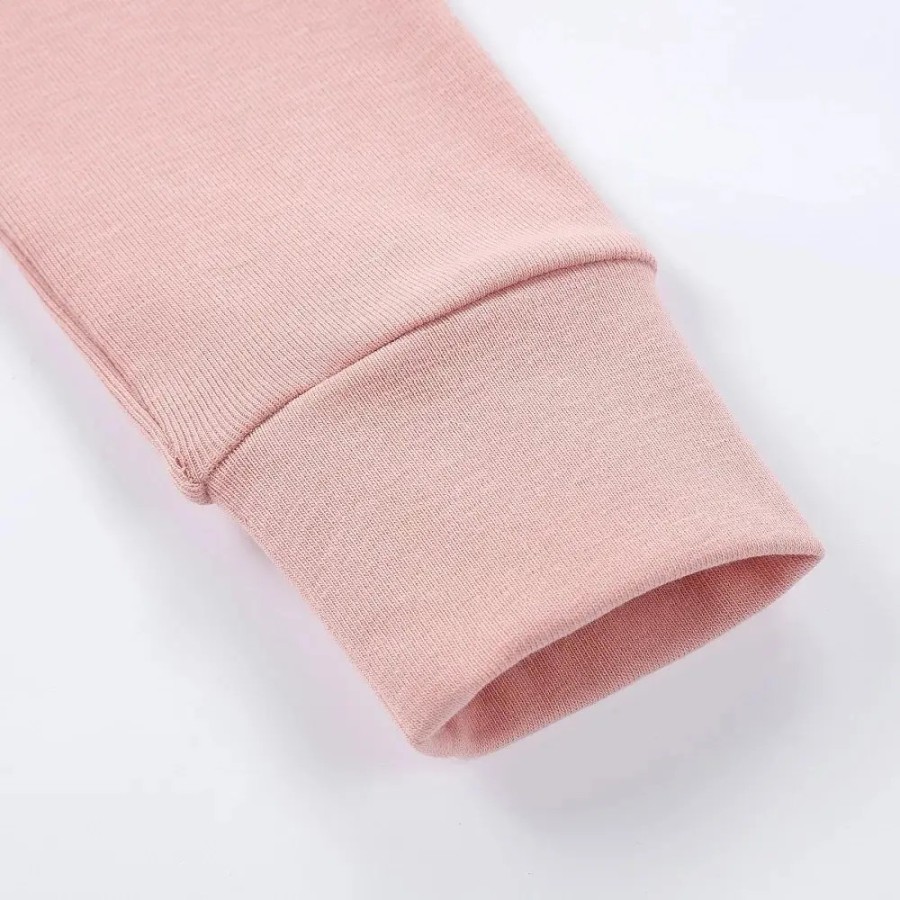 Organic Ruffle LS Zipper Romper | Pink