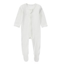Baby Organic Cotton Zipper Footie | White
