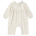 Organic Floral Lace Trim Snap Romper | Cream Floral