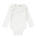 Organic Ruffle LS Neckline Bodysuit | White