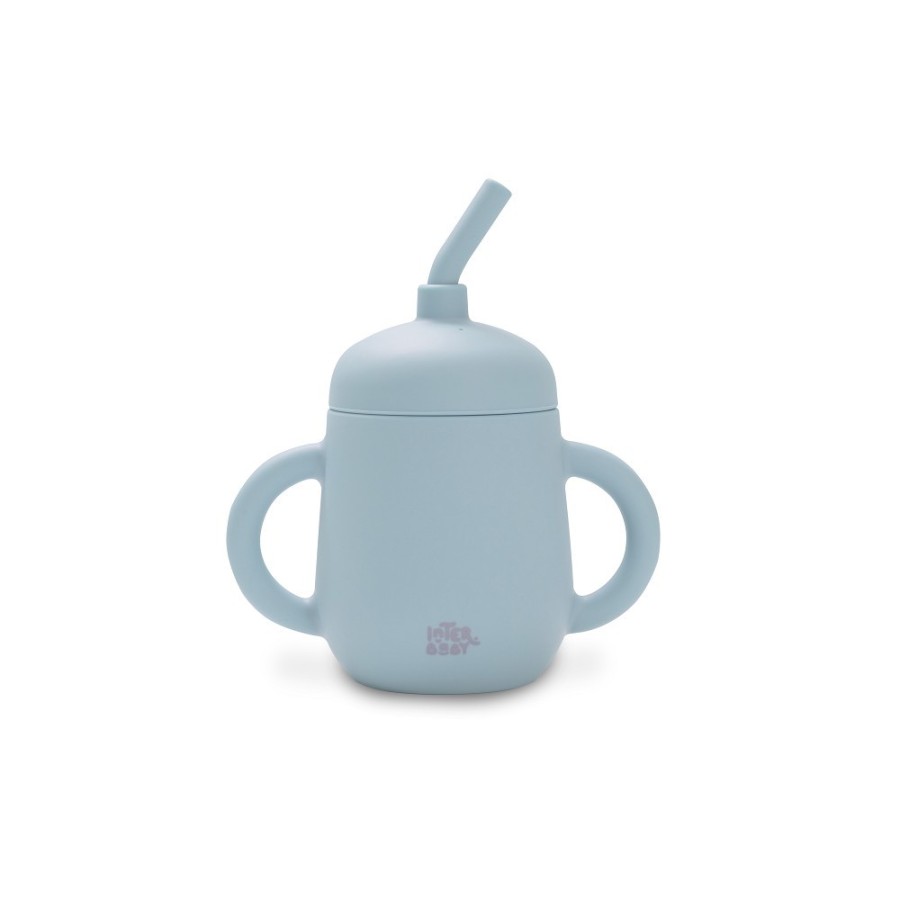 Silicone Straw Cup | Blue Grey