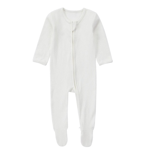 [llps-5] Baby Organic Cotton Zipper Footie | White