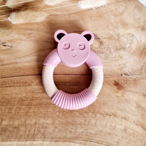[llps-74] Silicone teether Panda bear | Powder Pink